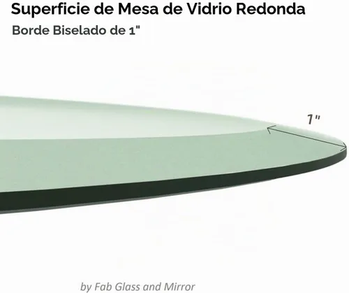 Vista 4 de Fab Glass - Mesa redonda de cristal de 48 in, grosor de 3/4 in, cristal pulido plano templado, Vidrio, Transparente
