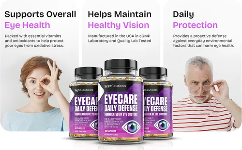 Vista 2 de Eyecare Daily Defense Eye Vitamin Doctor formulado con luteína, zeaxantina, astaxantina, fabricado en los Estados Unidos, sin lácteos y soja, sin