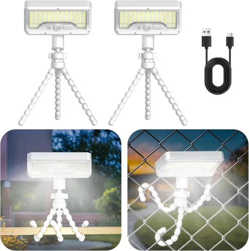 Vista 10 de Tryme 92 luces LED solares al aire libre impermeables con sensor de movimiento, soporte de pulpo, ángulo ajustable, lente difusora óptica, 3 modos