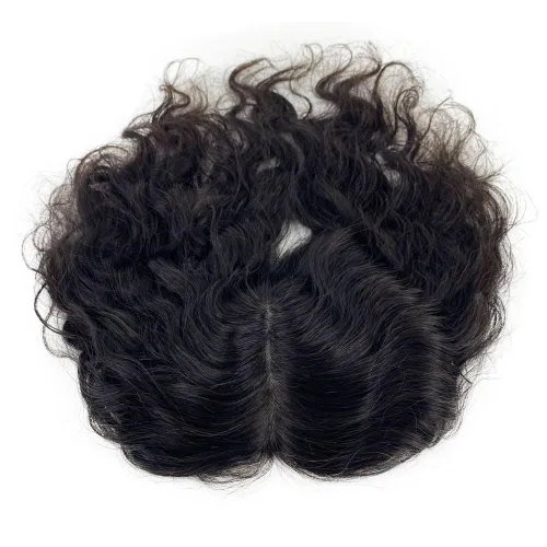 Vista 8 de Base superior de seda con clip para mujer, 5.9x5.9 in de largo, europeo, ondulado, virgen, cabello humano, pieza de cabello transpirable para #1