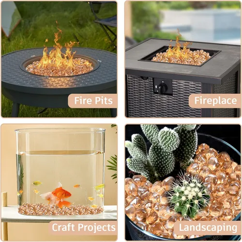 Vista 2 de GasSaf Diamonds - Vidrio de fuego para fogón de gas o propano, chimenea y paisajismo, 10 libras, 1 pulgada (lustre rosa)