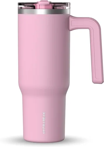 Vista 7 de Hydrapeak Voyager Vaso de 40 oz con Asa y Tapa con Pajita Botella de Agua Reutilizable de Acero Inoxidable Taza de Viaje Compatible con Portavasos