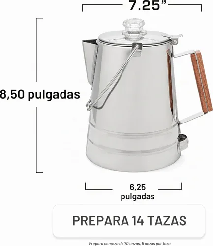 Vista 3 de COLETTI Cafetera de Café Percolador para Acampar Butte — Cafetera de Café Percolador, SIN Aluminio ni Plástico [14 Tazas]