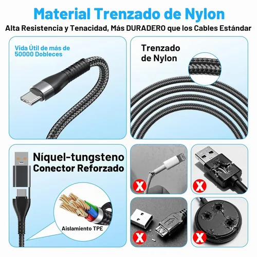 Vista 7 de Cable de cargador múltiple 4 en 1 de 100 W para Samsung Galaxy Watch 8/7 6/5/4/3, Galaxy w-atch Classic 8/7/6/5/4, cargador magnético de teléfono