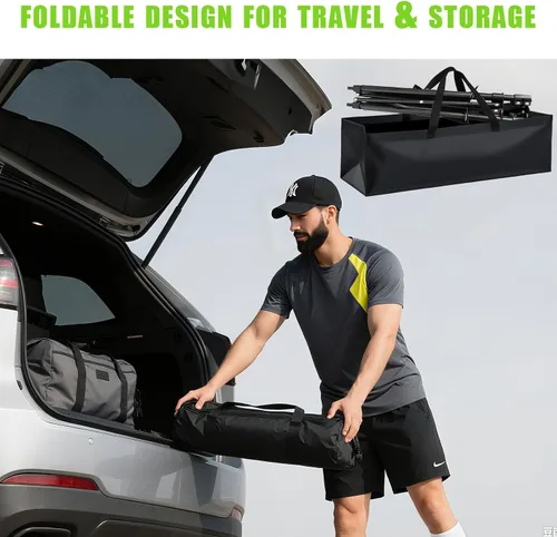 Vista 3 de Recogida de pelotas de tenis con ruedas - Cesta de pelotas de tenis plegable y ajustable en altura con bolsa de almacenamiento de pelotas