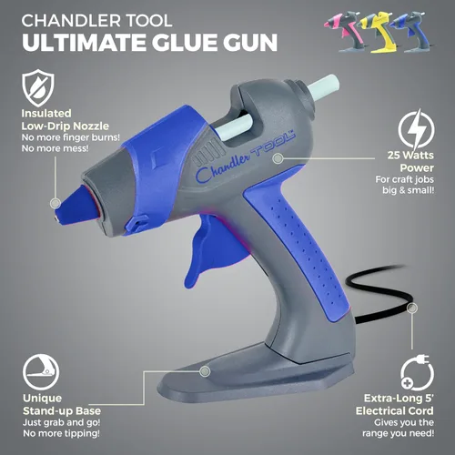 Vista 2 de Kit de pistola de pegamento caliente, pistola de pegamento con cable para manualidades con 10 barras de pegamento (25 W azul)
