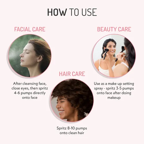 Vista 8 de Eve Hansen Spray de agua de rosas orgánico – Bruma pura de agua de rosas para hidratación y brillo refrescante Tónico facial y spray de ajuste