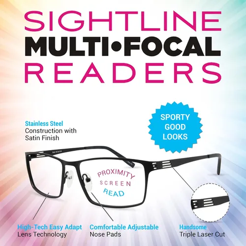 Vista 2 de Sightline Saul Progressive - Lentes de lectura multifocal, marco de calidad premium, a la moda contemporánea
