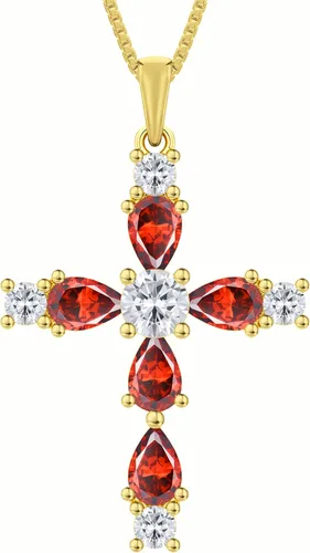 Vista 180 de YL Collar de cruz de plata de ley 925 con colgante de piedra natal religiosa para mujer