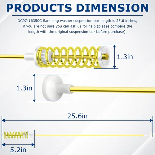 Vista 2 de WA400PJHDWR WA50R5400AW Varillas de suspensión para lavadora Samsung – Reemplazar DC97-16350C DC97-16350U DC97-16350T WA50T5300AC WA45T3200AW
