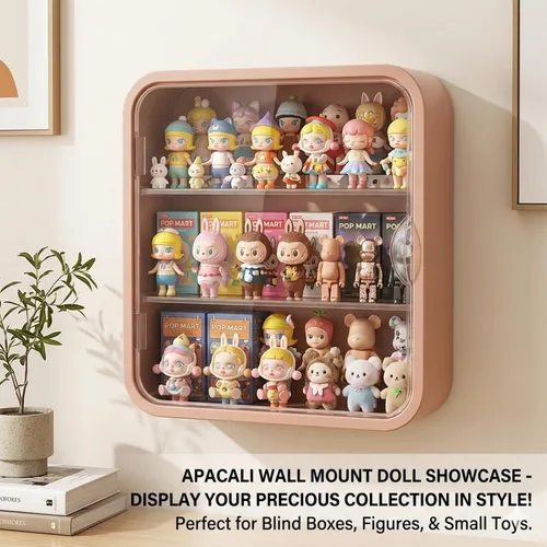 Vista 7 de Vitrina en miniatura para figuras coleccionables, caja transparente con estantes, organizador de plástico montado en la pared o en el escritorio