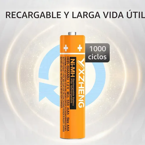 Vista 8 de Batería AAA 8PCS 1.2V 550mAh recargable NI-MH HHR-55AAABU compatible con teléfonos inalámbricos Panasonic DECT 6.0 Reciclable más de 2000 veces