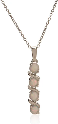 Vista 2 de Tienda Collection Womens Sterling Silver Created Gemstones Four Stone Pendant Necklace
