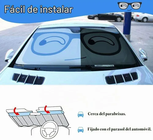 Vista 3 de HOMEYA Parasol para parabrisas de automóvil, parasol automático de panda de dibujos animados plegable, protector de visera solar, reflector de rayos