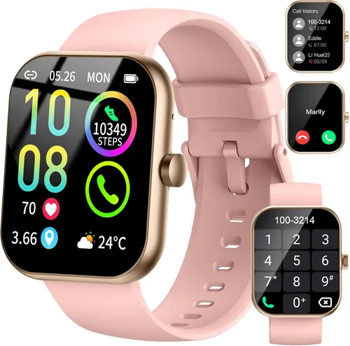 Vista 9 de Jugeman Relojes inteligentes para mujer (respuesta/hacer llamada), 1.96 pulgadas HD nuevo reloj inteligente con frecuencia cardíaca, monitor de Beige