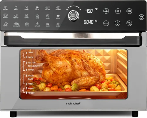 Vista 9 de NutriChef Freidora de aire y horno de 32 cuartos Freidora de aire digital con 20 ajustes preestablecidos, doble cocción, asador, horneado y más