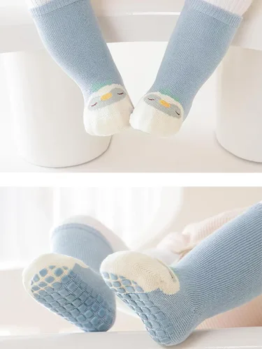 Vista 9 de Calcetines antideslizantes para bebés, calcetines de dibujos animados antideslizantes con puños para niñas, niños y recién nacidos, 6 pares