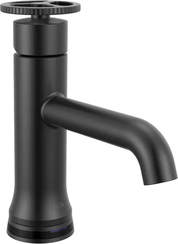 Vista 10 de Delta Trinsic - Grifo de baño de 1 agujero con mango de rueda, níquel pulido, grifo de fregadero de baño de un solo agujero, ensamblaje de drenaje