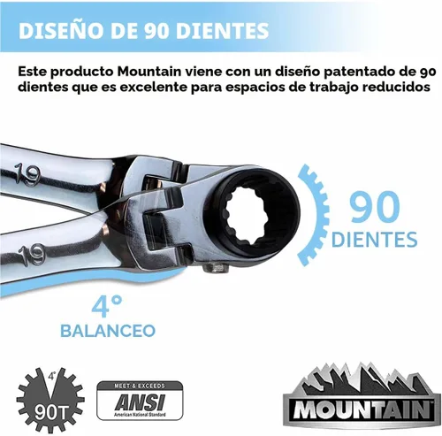 Vista 4 de Mountain RM6 - Juego de llaves reversibles de doble caja de 5 piezas para garajes, talleres de reparación y bricolaje, acanalado universal, diseño