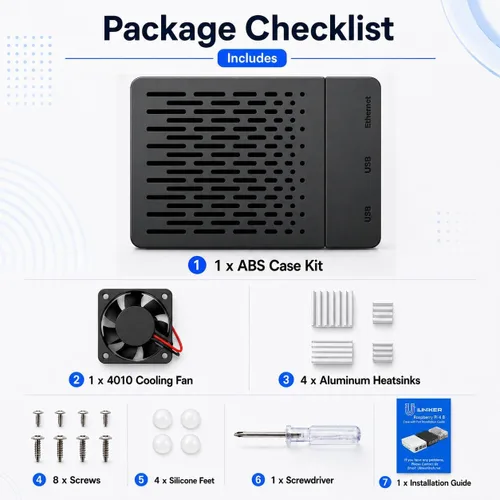 Vista 15 de iUniker Funda para Raspberry Pi 4, carcasa ABS Pi 4 con ventilador de refrigeración, disipador de calor Pi 4, cubierta superior extraíble simple