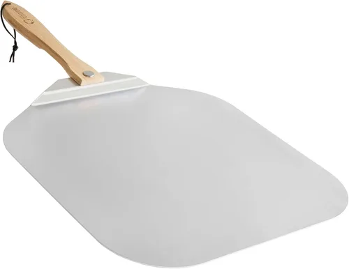 Vista 11 de Pomodoro pala para pizza de aluminio con asa de madera plegable para guardar fácilmente, de 12" x 14", para cocinar pan y pizzas en el hogar