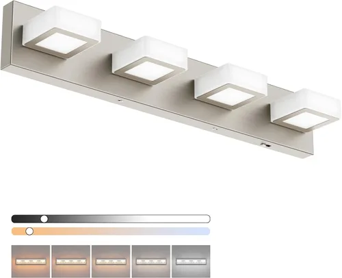 Vista 11 de Ralbay - Luz LED negra para tocador de baño, moderna, atenuable con 5 temperaturas de color, accesorios de iluminación de pared de acrílico negro