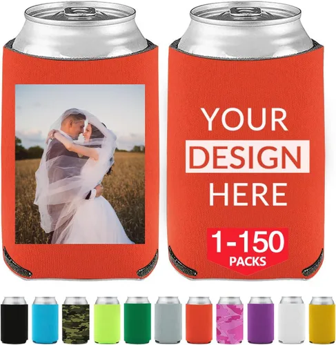 Vista 10 de Enfriadores de cerveza personalizados personalizados con foto imagen logotipo texto personalizado 1-150pcs soporte de latas a granel manga aislante
