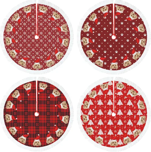 Vista 2 de Custom Tree Skirt With Pet Face - Personalized With Photo, Cat Face