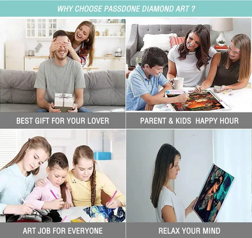Vista 5 de Kits de pintura de diamantes 5D para adultos y niños, arte de diamantes, pintura de diamantes, arte de taladro completo, manualidades por números