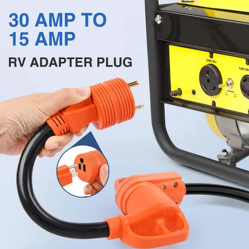 Vista 7 de Nilight Adaptador de Corriente para RV de 30 Amperios a 15 Amperios 110 Voltios Enchufe RV de Servicio Pesado TT-30P a 5-15R Enchufe Macho de 30A a