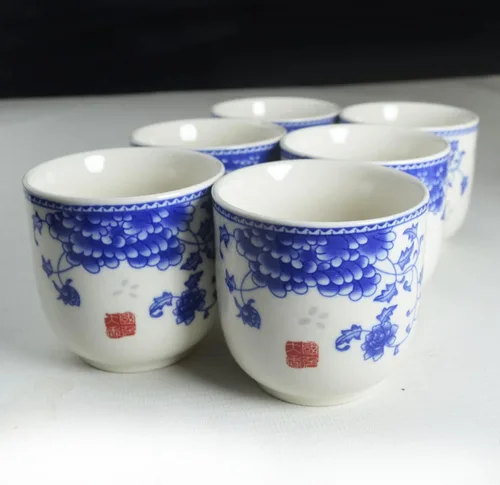 Vista 4 de Juego de té de porcelana, 1 tetera, 6 tazas, tetera, cafetera, tetera, cerámica, regalos de mesa, decoración de mesa (peonía)