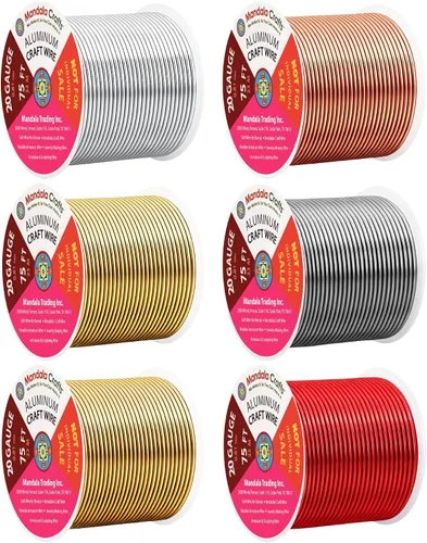Vista 180 de Mandala Crafts - Alambre de aluminio anodizado de calibre 22 para hacer joyas - 137.2 m de alambre flexible surtido y coloreado - Doble para bonsái