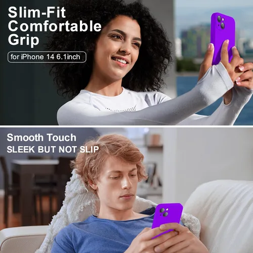 Vista 2 de Vooii Funda compatible con iPhone 14, silicona líquida mejorada con protección de cámara de cubierta completa, forro de microfibra suave