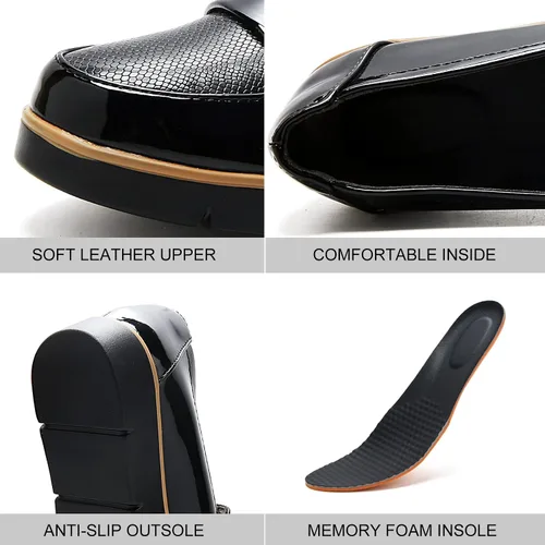 Vista 2 de UZB Mocasines sin cordones para mujer, cómodos zapatos de vestir de espuma viscoelástica