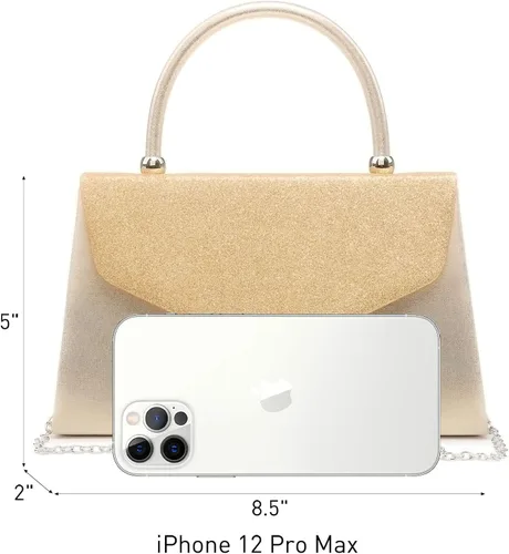 Vista 4 de Dasein Bolso de Noche para Mujer, Bolsos de Embrague para Fiesta, Bolsos de Boda, Bolsos de Cóctel y Baile con Brillo Esmerilado Champán