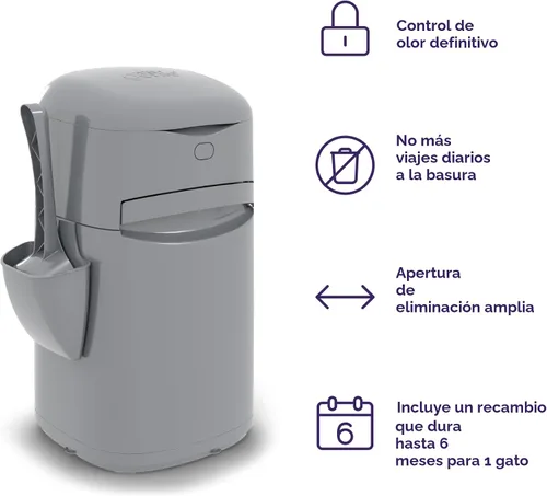 Vista 3 de Litter Genie Cubo Easy Roll con recarga fácil de enrollar, 24 bolsas 90% plástico reciclado - Diseño hermético - 8 días de arena para 1 gato