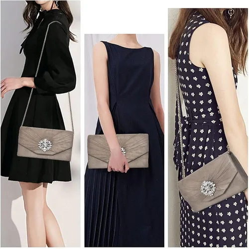 Vista 2 de ANKESON Bolsos de mano para mujer de terciopelo plisados de noche sobre de hombro bolsos de noche