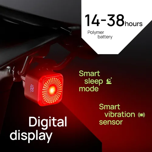 Vista 5 de Luces inteligentes para bicicleta delanteras y traseras, kit R15, recargable por USB C con detección automática de frenos, 500 lúmenes impermeable