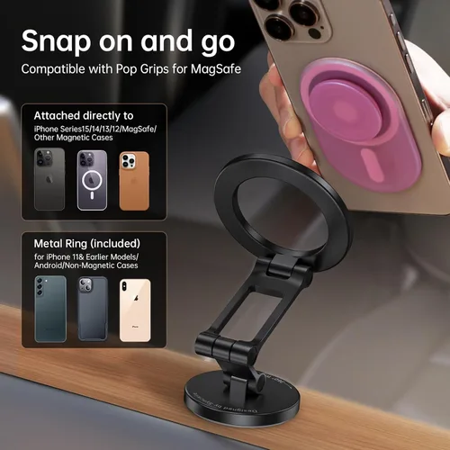 Vista 8 de SYNCWIRE Compatible con soporte MagSafe para automóvil, soporte magnético para teléfono para tablero de automóvil, [flexible de tres ejes] rotación