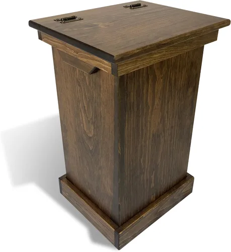 Vista 11 de Peaceful Classics Gabinete de Basura de Madera – Bote de Basura de Madera con Diseño Oculto, Elegante Bote de Basura para Cocina, Gabinete con Bote
