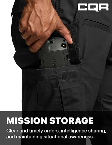 Vista 5 de CQR Pantalones tácticos para hombre, resistentes al agua, pantalones cargo Ripstop, ligeros EDC trabajo, senderismo, ropa para exteriores