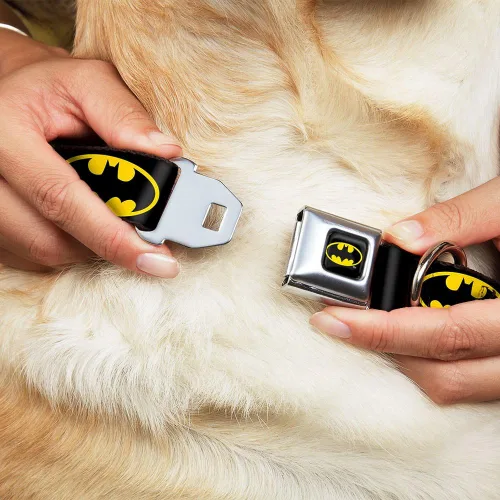 Vista 8 de Buckle-Down Cinturón De Seguridad Hebilla Perro Collar - Batman Shield Negro/Amarillo, Amarillo
