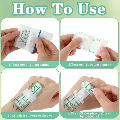 Vista 3 de 40 cubiertas de cejas, cubierta de plástico para cejas para ducha, protector de ojos impermeable para cejas, protección de tatuajes, película