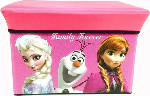 Vista 2 de Frozen. Princess Elsa Anna & Olaf - Caja de almacenamiento plegable y taburete (rosa intenso)