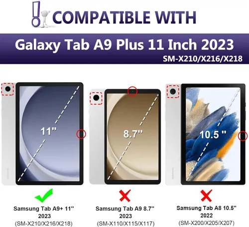 Vista 2 de Funda con teclado retroiluminado con panel táctil para Samsung Galaxy Tab A9 Plus de 11 pulgadas versión 2023, teclado inalámbrico retroiluminado
