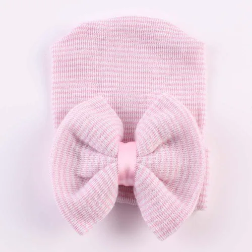 Vista 4 de upeilxd Newborn Hospital Hat Infant Baby Hat Caps with Bow Soft Cute Nursery Beanie Hat