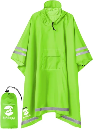 Vista 30 de SaphiRose Poncho de lluvia con capucha, impermeable, para hombres, mujeres y adultos Algas Azul 1 Pack