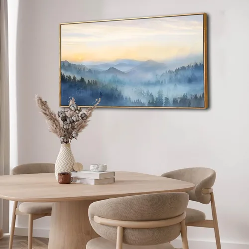 Vista 6 de YJYart Arte de pared de árbol para sala de estar, bosque y naturaleza, pintura de 20 x 40 pulgadas, enmarcado, paisaje, impresión en lienzo