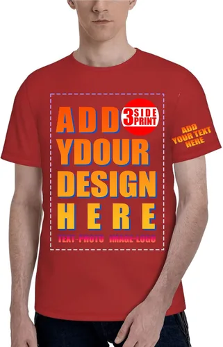 Vista 12 de Custom T Shirt Front and Back for Men Women Printed Photo Text Logo Cotton Camisa-negro