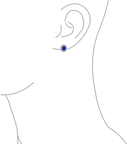 Vista 3 de Classic Estate - Aretes tipo dormilona con circonita cúbica AAA de 1.5 quilates con halo ovalado, negro, rojo, verde, transparente, circonita cúbica